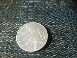 1972 Buffalo Bills Aluminum Schedule Johnnie Walker Red Scotch Coin