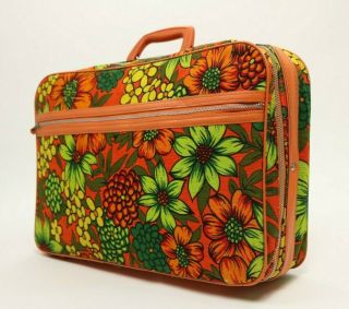 Vintage Retro MCM 60s 70s Bantam Floral Flower Mod Hippie Luggage Bag Suitcase 2