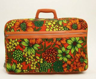Vintage Retro MCM 60s 70s Bantam Floral Flower Mod Hippie Luggage Bag Suitcase 3