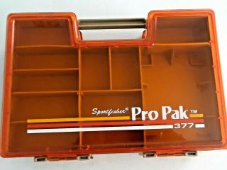 Vintage Sportfisher Pro 377 Fishing Tackle Box 2 - Sided Cover Orange