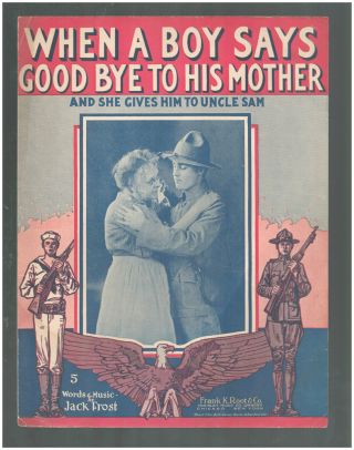 When A Boy Says Good Bye To His Mother 1917 Wwi Vintage Sheet Music