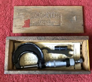 Vtg Moore&wright Micrometer 965 Wooden Box.  Made In Sheffield England
