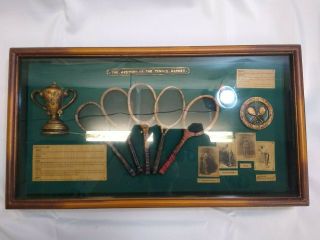 Vintage History Of The Tennis Racket Antique Display Case