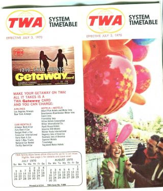 Twa System Airline Timetable - July 3,  1970 Brochure W 44 Pages Cond.