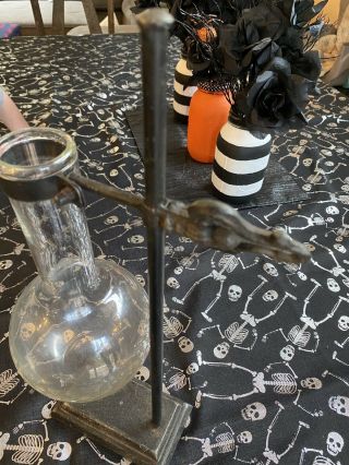Antique Round Bottom Glass Flask With Stand Bunsen Burner Lab Chemistry Vase 16” 3