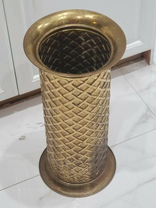Vintage Antique Brass Umbrella Stand Cane Holder From Lombard England Embossed