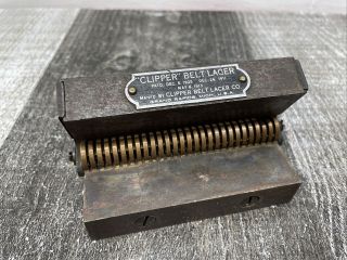 Vintage Antique Clipper Belt Lacer Co.  No.  0 Vise Tool Belt Repair,  Lacing 1913