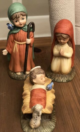 Vintage Lefton 3 Piece Nativity Set Mary Joseph Jesus 5 "
