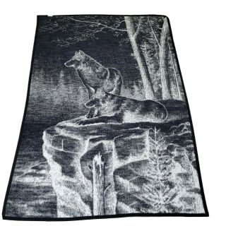 Vintage Biederlack Of America Acrylic Blend Blanket Throw Wolves Reversible
