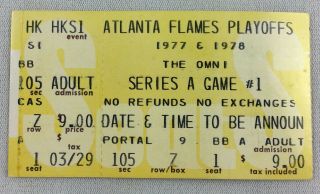 Nhl 1978 04/11 Atlanta Flames Series A Game 1 Playoff Ticket Stub Vs Red Wings
