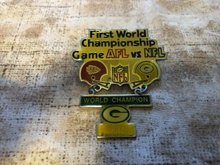 Vtg First World Championship Game Afl Vs Nfl World Champion Packers Lapel Pin