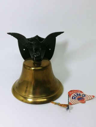 Vintage Antique Brass Bronze Bell Cast Iron Eagle School - Dinner - Nautical Bracket