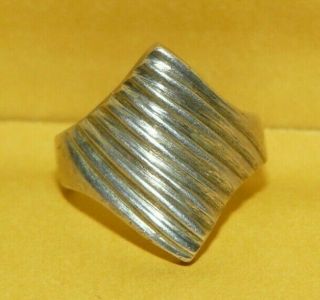 Vintage Modernist Mid Century Mexico " 925 " Sterling Silver Ornate Ring Size 7