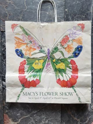 Vtg 2001 MACY ' S Shopping Bag FLOWER SHOW Dept Store Paper Bag BUTTERFLY Design 3