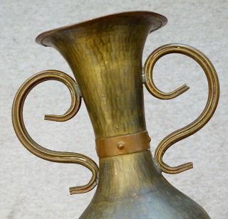 Antique IMPERIAL RUSSIAN Brass Copper HAND HAMMERED Arts Crafts Vase w/ HALLMARK 2