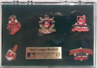Mlb Cleveland Indians Hat Tie Lapel Collectors Pin Set Of 5 L E 2500 In Case