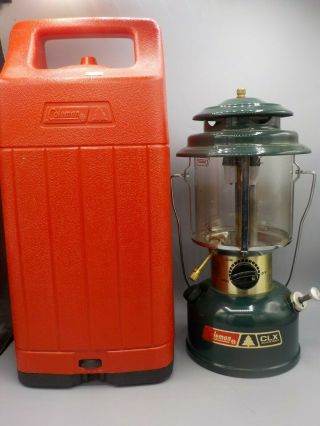 Vintage 1984 Coleman Clx Adjustable Lantern 290 Double Mantle W/red Case