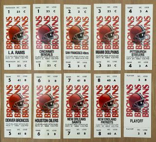 Vintage 1993 Nfl Cleveland Browns Full Football Tickets - Broncos Steelers 49ers