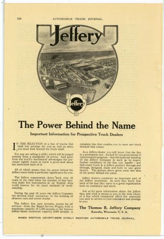 1916 Thomas B.  Jeffery Co.  Ad: Jeffery Truck Factory Aerial Pic - Kenosha,  Wi