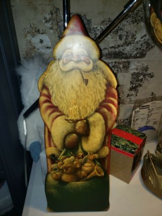 Maude Risher Ciardi Painted Wooden Santa Claus Signed Vintage