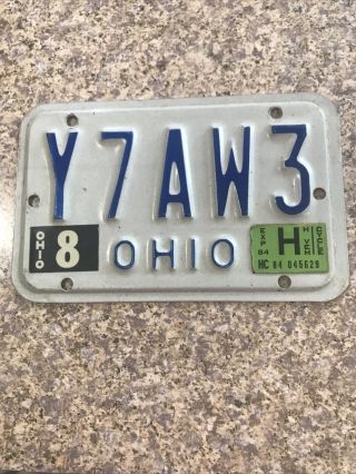 Vintage 1980 Ohio Motorcycle License Plate Y7aw3 1984 Sticker Cycle