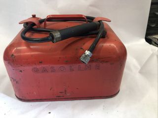 Vintage Antique 3 - Gallon Outboard Boat Motor Red Metal Fuel Gas Tank Marine Old