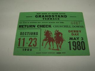 Vintage 1980 Risk Kentucky Derby Admission Ticket Horse Triple Crown