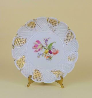 Exquisite Antique Meissen Rococo Raised Relief Gilded Porcelain Plate