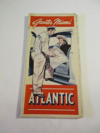 Vintage Carrier Service Atlantic White Flash Greater Miami Florida Road Map 11