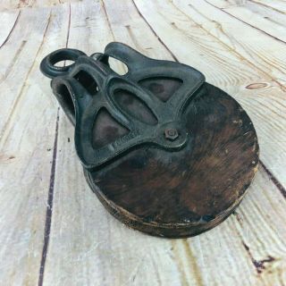 Vintage Antique Louden A23 Cast Iron Hay Trolley Line Barn Pulley 3