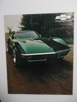 1971 Chevrolet Corvette Brochure Stingray Coupe Convertible Vintage