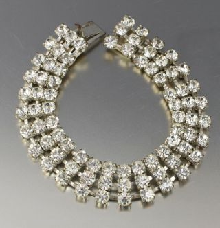 Vintage 50’s Prong Set Clear Crystal Glass Rhinestone Bead Bracelet
