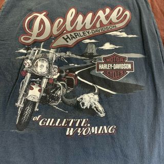 Harley Davidson Deluxe Gillette Wyoming Long Sleeve T - Shirt Men’s Sz Med Logo