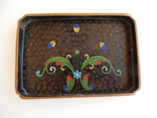 Chinese Cloisonne Trinket Dish Card Tray Circa 1910 Art Nouveau Pattern