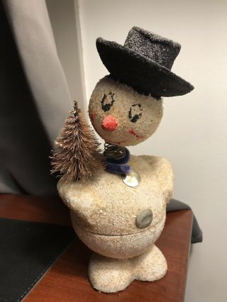 Antique German Snowman Candy Container Tree And Hat