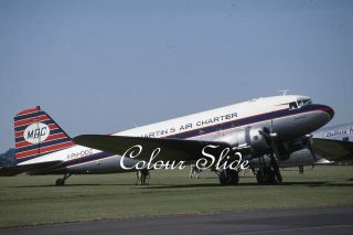 Martins Air Charter Douglas Dc - 3 Ph - Ddz Duxford,  Colour Slide,  Aviation Aircraft