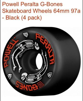 Powell Peralta G Bones Skateboard Wheels 64mm 97a Black Reissue G - Bones