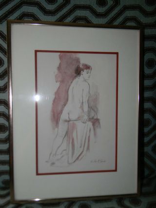 Vintage Mixed Media Female Nude Painting / Drawing By Emilio A Serio