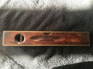 Antique Wood And Brass Bound Level Pat.  12 "
