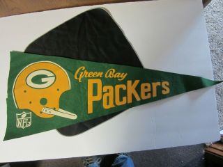 1960s Vintage Green Bay Packers Wisconsin Nfl Football Pennant 11.  5x29