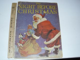 Antique 1935 Whitman Linen Night Before Christmas Nbc Santa Book 9x12 "