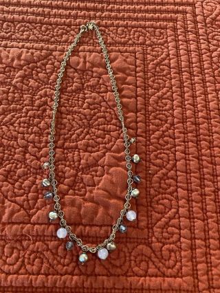 Vintage Sterling Silver India Necklace Filigree With Pearls/crystals 16”