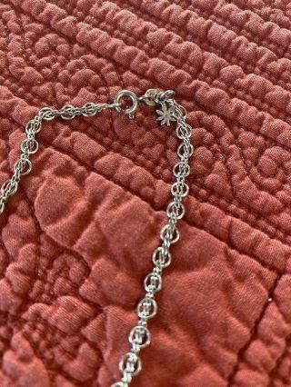 Vintage Sterling Silver India Necklace Filigree With Pearls/crystals 16” 2