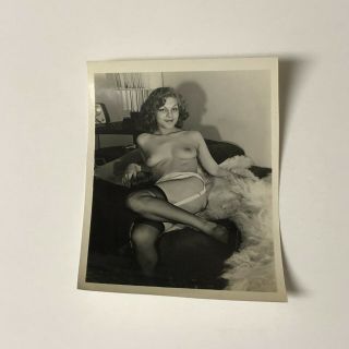Vintage Photo 1950s Fine Art Nude Pin Up Girl 4 X 5 Tight Body Perky Dg180