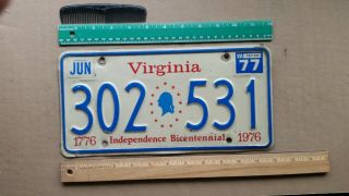 License Plate,  Virginia,  1776 - 1976 Bicentenl 302 Bust Of George Washington 531