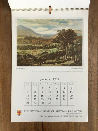 Vintage 1968 National Australia Bank Calendar Early Primary Industry Australia