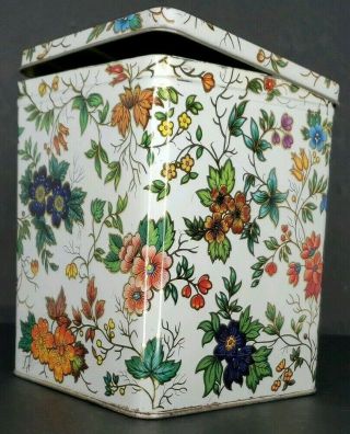 Vintage Floral Tin W/hinged Lid Designed By Daher Long Island Ny Made In England