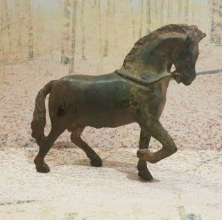 Solid Bronze Sculpture Of A Stallion Horse Signed Foundry Mark