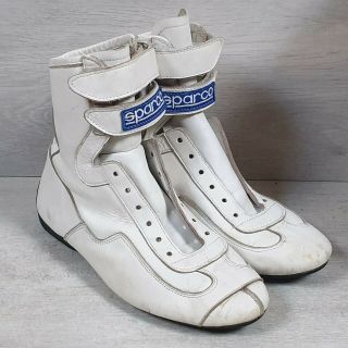 Vintage Sparco White Leather Racing Karting Boots Motorsport - Size 8