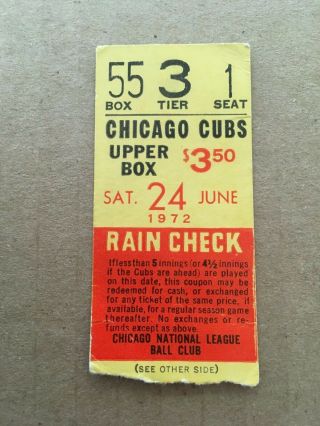 Al Oliver Hr 49 Home Run June 24 1972 6/24/72 Chicago Cubs Pirates Ticket Stub